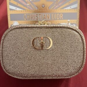 Dior Gold Sparkle Mesh Cosmetic Pouch